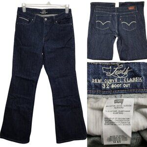 Levis Demi Curve Classic Boot Cut Womens 14 Short 32x30 Dark Blue Mid Rise Jeans